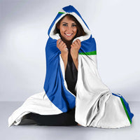 El Salvador Flag Crest Hooded Blanket with Blue Green Stripes and Bold Letter Design - Wonder Print Shop