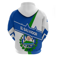 El Salvador Flag Crest Hoodie with Blue Green Stripes and Bold Letter Design - Wonder Print Shop