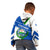 El Salvador Flag Crest Kid Hoodie with Blue Green Stripes and Bold Letter Design - Wonder Print Shop