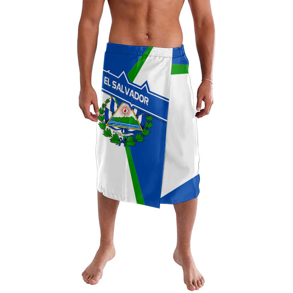 El Salvador Flag Crest Lavalava with Blue Green Stripes and Bold Letter Design - Wonder Print Shop