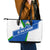 El Salvador Flag Crest Leather Tote Bag with Blue Green Stripes and Bold Letter Design - Wonder Print Shop