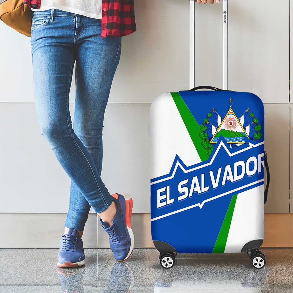El Salvador Flag Crest Luggage Cover with Blue Green Stripes and Bold Letter Design - Wonder Print Shop