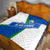 El Salvador Flag Crest Quilt with Blue Green Stripes and Bold Letter Design - Wonder Print Shop
