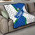 El Salvador Flag Crest Quilt with Blue Green Stripes and Bold Letter Design - Wonder Print Shop