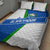 El Salvador Flag Crest Quilt Bed Set with Blue Green Stripes and Bold Letter Design - Wonder Print Shop