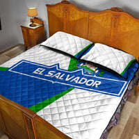 El Salvador Flag Crest Quilt Bed Set with Blue Green Stripes and Bold Letter Design - Wonder Print Shop