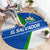 El Salvador Flag Crest Round Carpet with Blue Green Stripes and Bold Letter Design - Wonder Print Shop