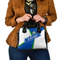 El Salvador Flag Crest Shoulder Handbag with Blue Green Stripes and Bold Letter Design - Wonder Print Shop