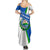 El Salvador Flag Crest Summer Maxi Dress with Blue Green Stripes and Bold Letter Design - Wonder Print Shop