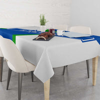 El Salvador Flag Crest Tablecloth with Blue Green Stripes and Bold Letter Design - Wonder Print Shop