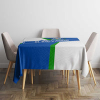 El Salvador Flag Crest Tablecloth with Blue Green Stripes and Bold Letter Design - Wonder Print Shop
