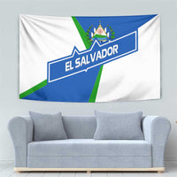 El Salvador Flag Crest Tapestry with Blue Green Stripes and Bold Letter Design - Wonder Print Shop