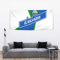 El Salvador Flag Crest Tapestry with Blue Green Stripes and Bold Letter Design - Wonder Print Shop