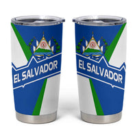 El Salvador Flag Crest Tumbler Cup with Blue Green Stripes and Bold Letter Design - Wonder Print Shop