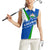El Salvador Flag Crest Women Sleeveless Polo Shirt with Blue Green Stripes and Bold Letter Design - Wonder Print Shop