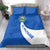 El Salvador Coat of Arms Bedding Set with Curved Text and Blue Patterned Background - Wonder Print Shop