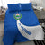 El Salvador Coat of Arms Bedding Set with Curved Text and Blue Patterned Background - Wonder Print Shop