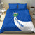 El Salvador Coat of Arms Bedding Set with Curved Text and Blue Patterned Background - Wonder Print Shop
