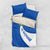 El Salvador Coat of Arms Bedding Set with Curved Text and Blue Patterned Background - Wonder Print Shop