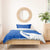 El Salvador Coat of Arms Bedding Set with Curved Text and Blue Patterned Background - Wonder Print Shop