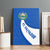 El Salvador Coat of Arms Canvas Wall Art with Curved Text and Blue Patterned Background - Wonder Print Shop