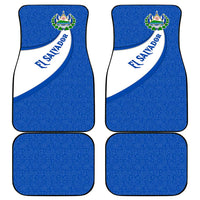 El Salvador Coat of Arms Car Mats with Curved Text and Blue Patterned Background - Wonder Print Shop
