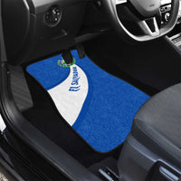 El Salvador Coat of Arms Car Mats with Curved Text and Blue Patterned Background - Wonder Print Shop