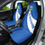 El Salvador Coat of Arms Car Seat Cover with Curved Text and Blue Patterned Background - Wonder Print Shop