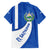 El Salvador Coat of Arms Family Matching Off Shoulder Maxi Dress and Hawaiian Shirt with Curved Text and Blue Patterned Background - Wonder Print Shop