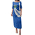 El Salvador Coat of Arms Family Matching Puletasi and Hawaiian Shirt with Curved Text and Blue Patterned Background - Wonder Print Shop