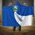 El Salvador Coat of Arms Hooded Blanket with Curved Text and Blue Patterned Background - Wonder Print Shop
