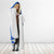 El Salvador Coat of Arms Hooded Blanket with Curved Text and Blue Patterned Background - Wonder Print Shop