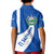 El Salvador Coat of Arms Kid Polo Shirt with Curved Text and Blue Patterned Background - Wonder Print Shop
