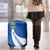 El Salvador Coat of Arms Luggage Cover with Curved Text and Blue Patterned Background - Wonder Print Shop