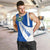 El Salvador Coat of Arms Men Tank Top with Curved Text and Blue Patterned Background - Wonder Print Shop