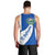 El Salvador Coat of Arms Men Tank Top with Curved Text and Blue Patterned Background - Wonder Print Shop