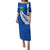 El Salvador Coat of Arms Puletasi with Curved Text and Blue Patterned Background - Wonder Print Shop