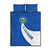 El Salvador Coat of Arms Quilt Bed Set with Curved Text and Blue Patterned Background - Wonder Print Shop