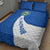 El Salvador Coat of Arms Quilt Bed Set with Curved Text and Blue Patterned Background - Wonder Print Shop