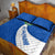 El Salvador Coat of Arms Quilt Bed Set with Curved Text and Blue Patterned Background - Wonder Print Shop