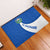 El Salvador Coat of Arms Rubber Doormat with Curved Text and Blue Patterned Background - Wonder Print Shop