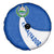 El Salvador Coat of Arms Spare Tire Cover with Curved Text and Blue Patterned Background - Wonder Print Shop