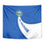 El Salvador Coat of Arms Tapestry with Curved Text and Blue Patterned Background - Wonder Print Shop