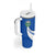 El Salvador Coat of Arms Tumbler With Handle with Curved Text and Blue Patterned Background - Wonder Print Shop