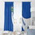 El Salvador Coat of Arms Window Curtain with Curved Text and Blue Patterned Background - Wonder Print Shop