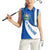 El Salvador Coat of Arms Women Sleeveless Polo Shirt with Curved Text and Blue Patterned Background - Wonder Print Shop