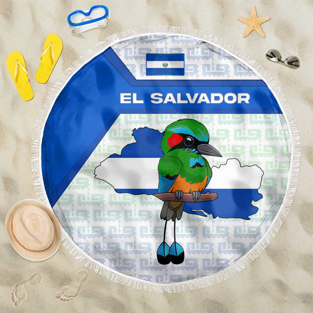 El Salvador National Symbol Beach Blanket with Torogoz Bird and Flag Map Design - Wonder Print Shop