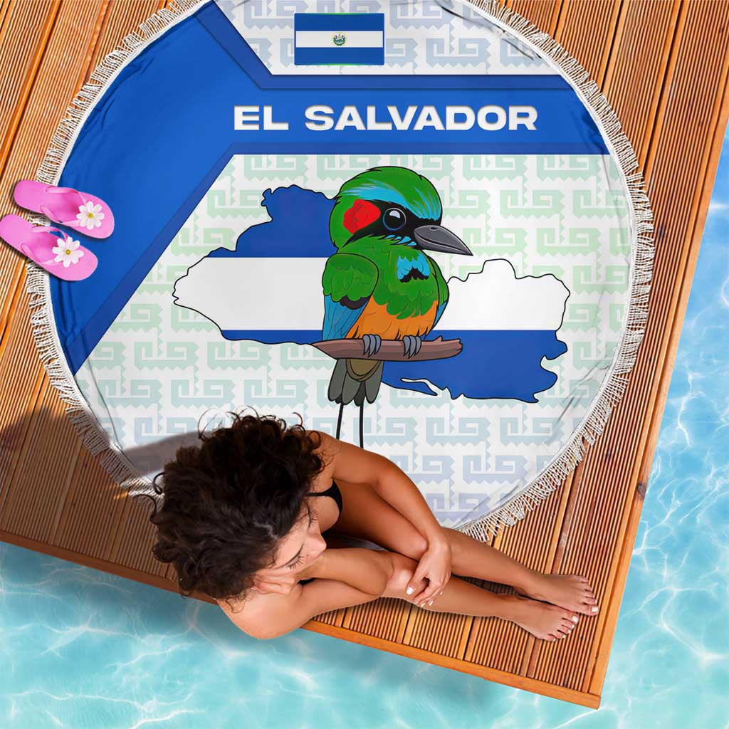 El Salvador National Symbol Beach Blanket with Torogoz Bird and Flag Map Design - Wonder Print Shop
