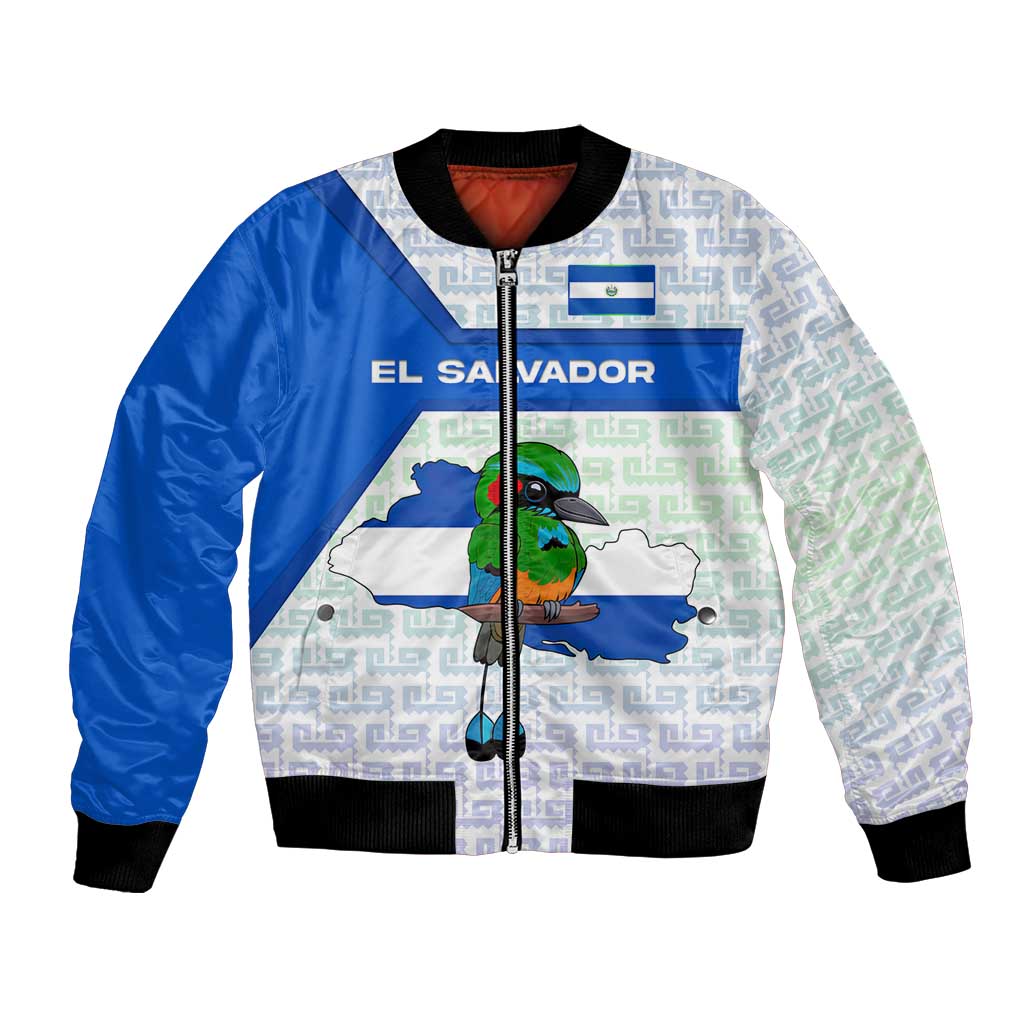 El Salvador National Symbol Bomber Jacket with Torogoz Bird and Flag Map Design - Wonder Print Shop