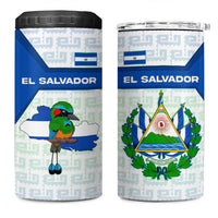 El Salvador National Symbol 4 in 1 Can Cooler Tumbler with Torogoz Bird and Flag Map Design - Wonder Print Shop